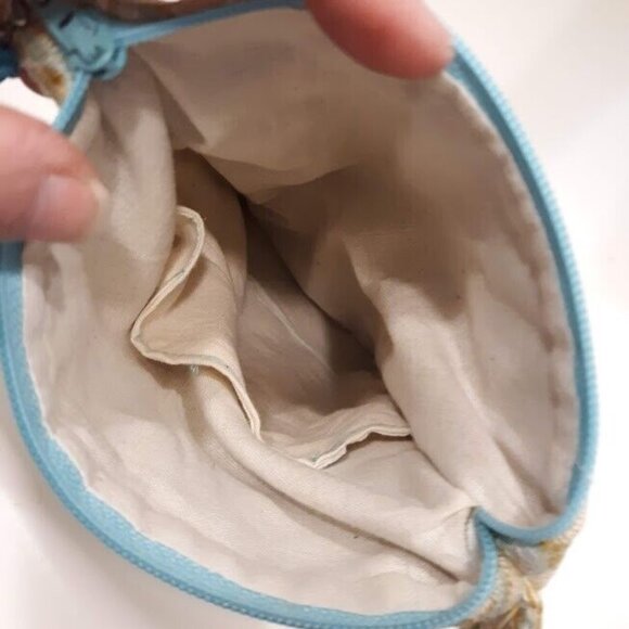 New Coastal Tapestry Sling Crossbody Purse Bag Ivory Sage Blue Boho pouch purse - Picture 10 of 10